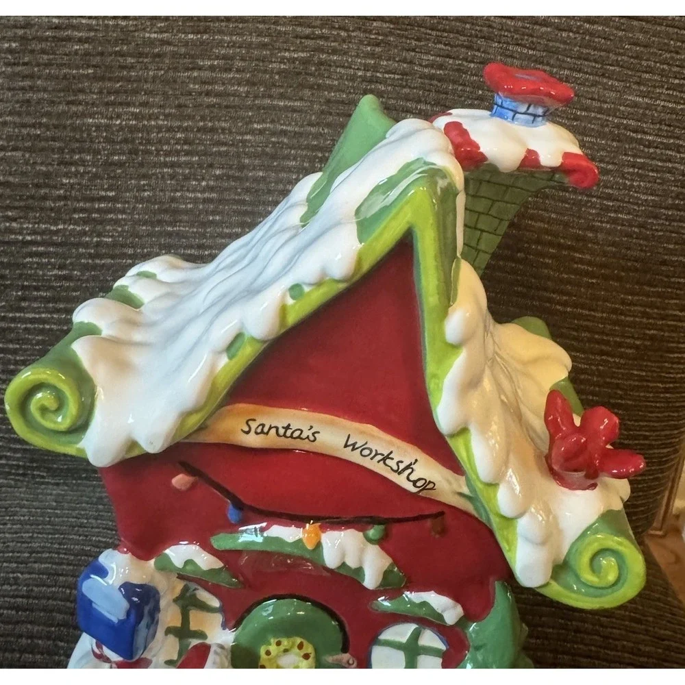 Harry & David Santa's Workshop Ceramic Cookie Jar Holiday Christmas Kitchen